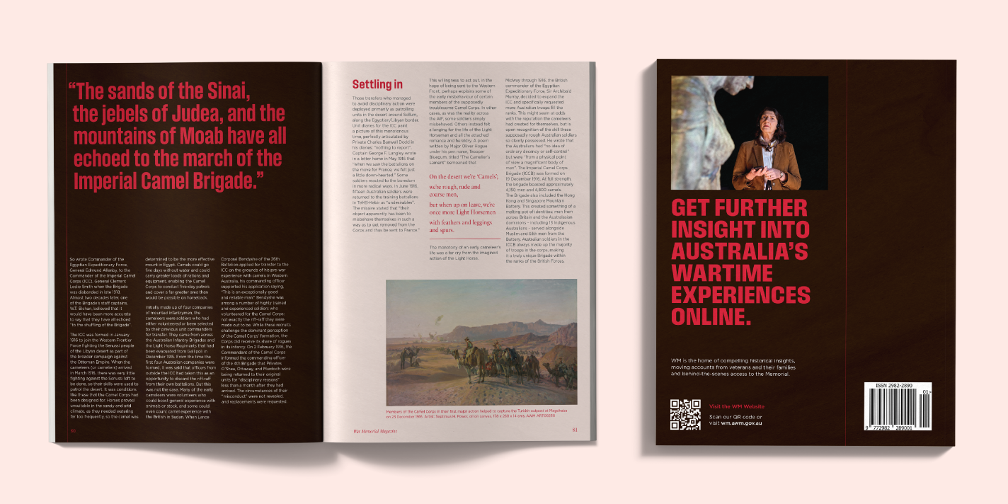 A spread and the back cover of WM Magazine in red