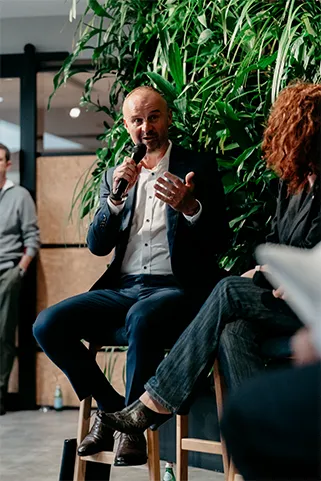 ACT chief minister Andrew speaking at the AI event