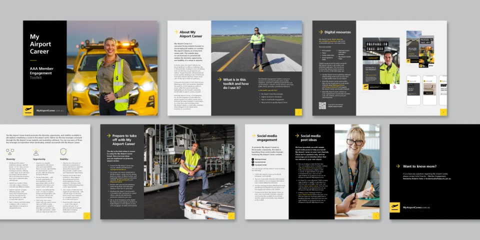 AAA Member Engagement toolkit spreads which include information on topics like digital resources and social media engagement