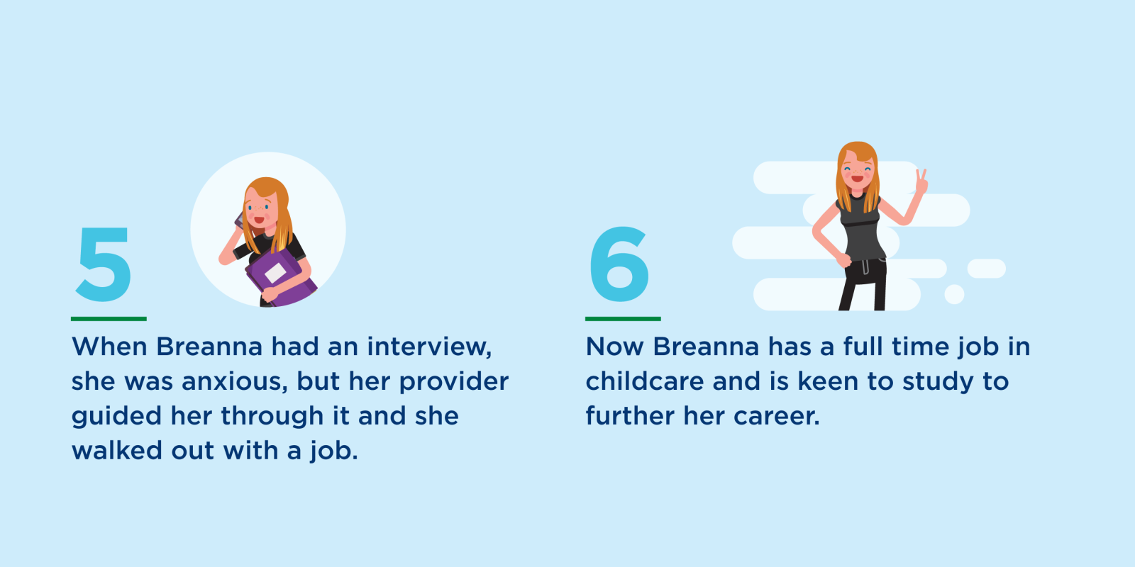 Breanna's JobActive Journey – Breanna was anxious about her interview but her provider helped guide her through it. Now Breanna has a full-time job in childcare and is keen to study to further her career
