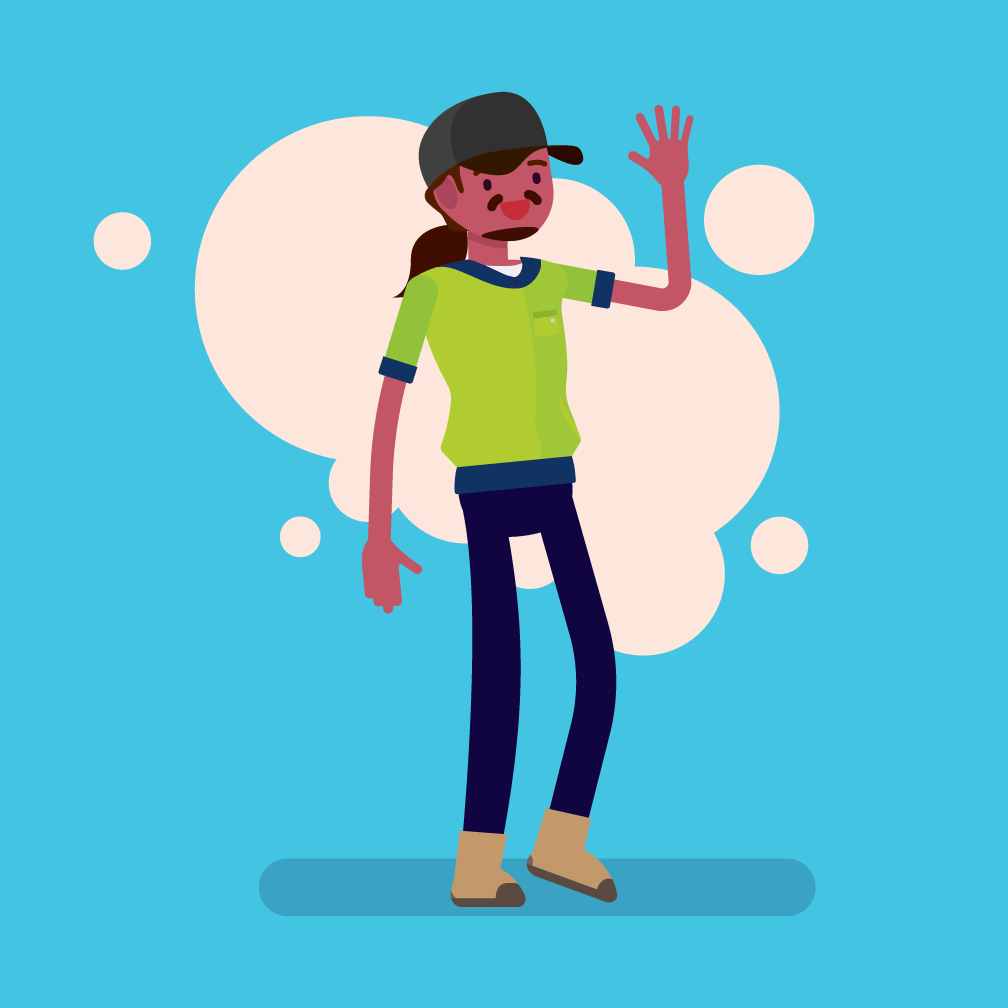 A custom illustration of Trevor, a Jobactive user, at his construction job