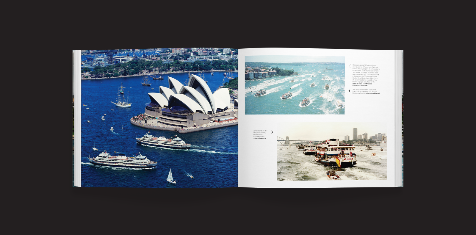 A Spread from Sydney Harbour Ferries on a charcoal background